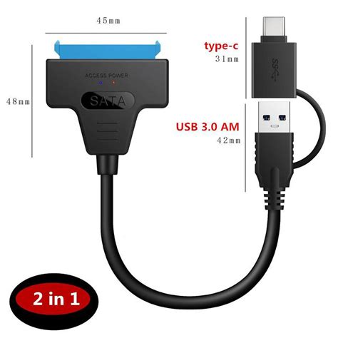 USB 3.0 to 2.5 SATA 22-Pin Hard Drive Adapter Cable Support UASP 20cm ...