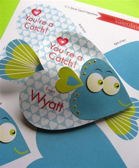 Fish Valentine Card Craft | Etsy | Valentine crafts, Valentine card ...