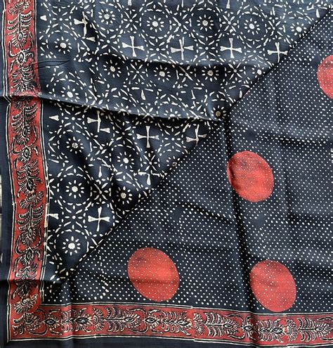 Handblock Printed Special Design Ajrakh Modal Silk Saree-16786 – FABK