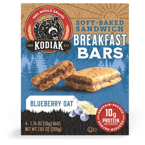Kodiak Soft-Baked Sandwich Blueberry Oat Protein Breakfast Bars, 1.76 ...