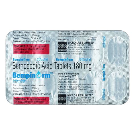 Bempinorm 180 mg Tablet | Uses, Side Effects, Price | Apollo Pharmacy