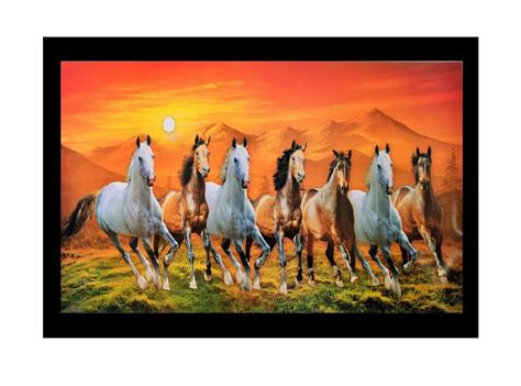 Bm Traders Sparkle Print Vatsu Sunrise with 7 Horses Wall Sticker ...