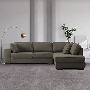 WAYSIDE Kendal Solid sal Wood Fabric 5 Seater Corner Sectional Modular ...