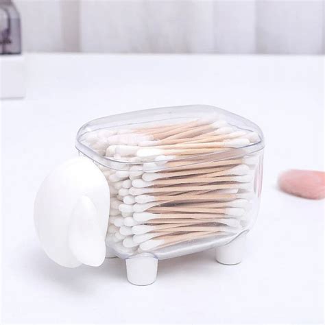 Sheep-Shaped Swab Organizer Container with Lid - Bathroom Vanity ...