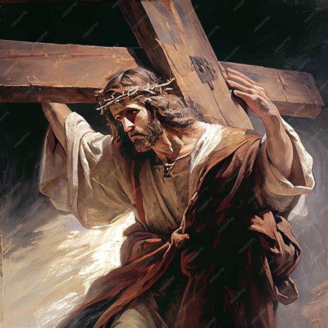 Premium Photo | Jesus Christ carring the cross at via dolorosa in ...