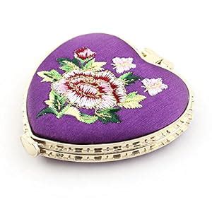 Purple,Gold Tone : Generic Heart Shaped Embroidery Flower Pattern ...