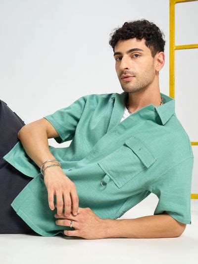 Buy Ice Green Contrast Stitch Shirt for Men Online in India -Beyoung