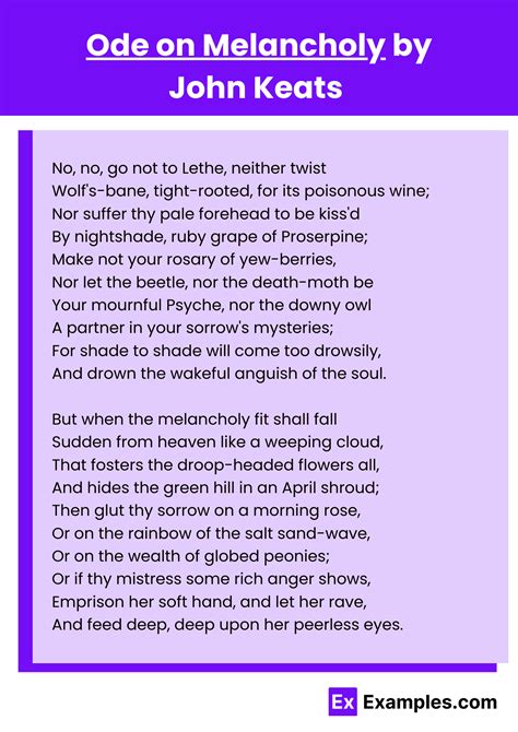 Ode on Melancholy Poem by John Keats to Download