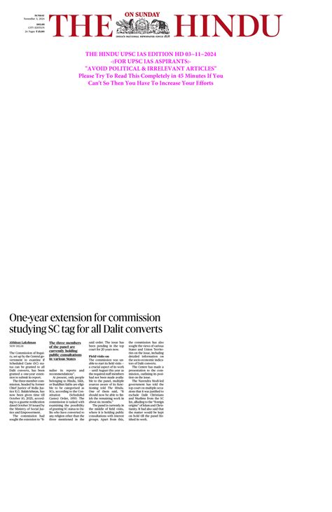 THE Hindu UPSC IAS Edition HD 03~11~2024 - SUNDAY November 3, 2024 ...