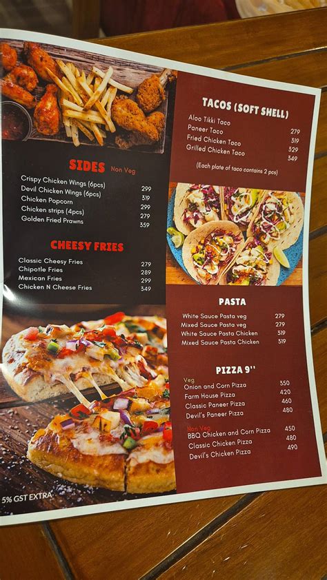 Menu at Devil's Burger, Dibrugarh
