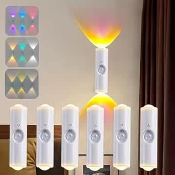 GITGRNTH 6 PCS Smart RGB LED Motion Sensor Lights, USB Rechargeable ...