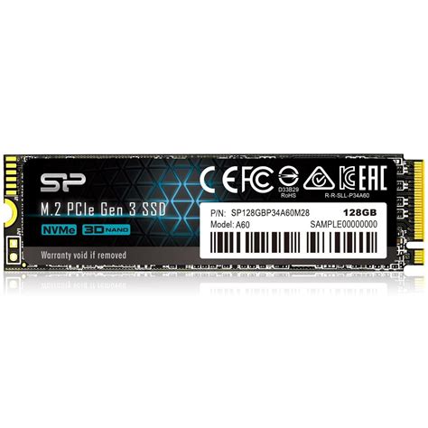 Silicon Power P34A60 128GB NVMe PCIe M.2 SSD, 3D NAND with SLC Cache ...