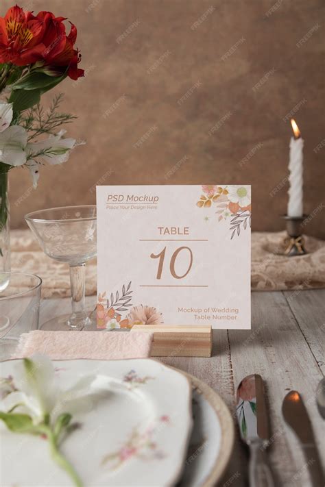 Premium PSD | Wedding table number mockup design