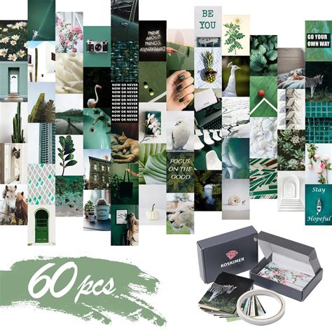 Buy KOSKIMER Saga Green Aesthetic Photo Collage Kit, 60 Set 4x6 Inch ...