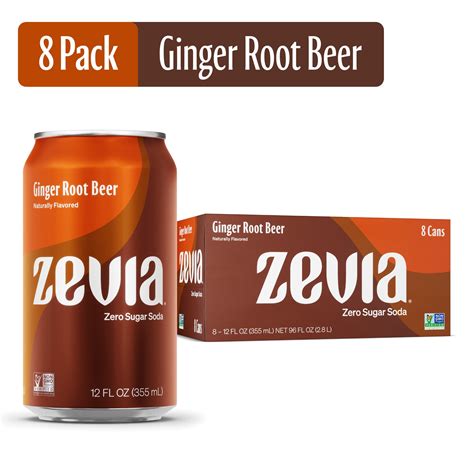 Zevia Zero Sugar, 0 Calorie Root Beer Soda Pop, 12 fl oz, 8 Pack Cans ...
