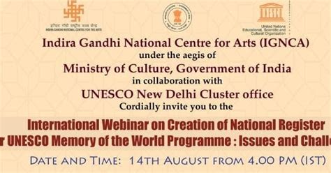 International Webinar on Creation of National Register for UNESCO ...