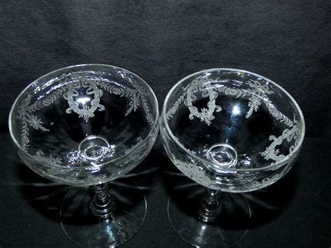 Antique etched crystal champagne flutes vintage french champagne ...