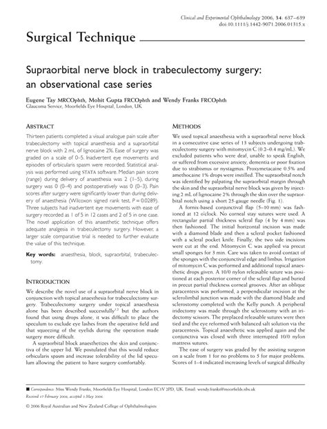 Supraorbital Nerve Block Study | Nova Eye Centre