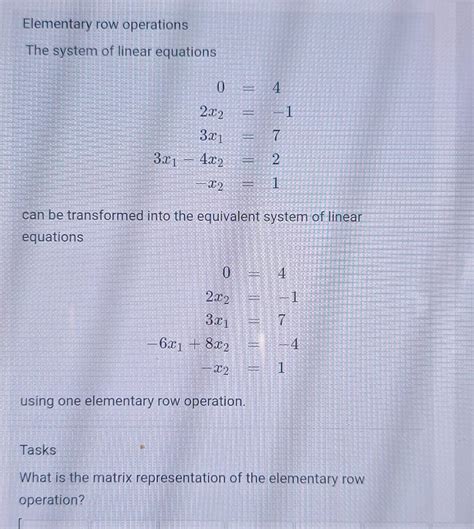 Solved Elementary row operations The system of linear | Chegg.com