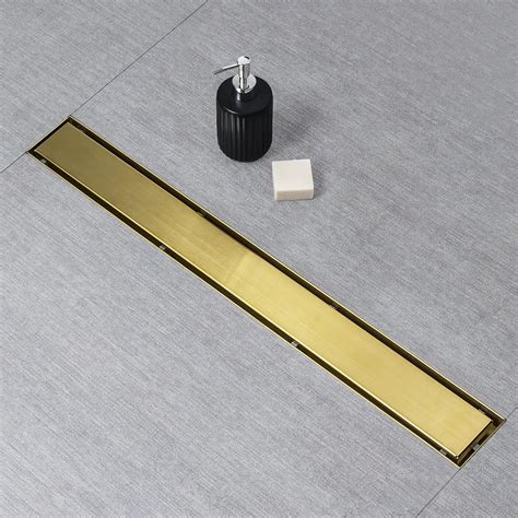 SaniteModar Linear Shower Drain, Gold Shower Drain 48 inch with 2IN 1 ...
