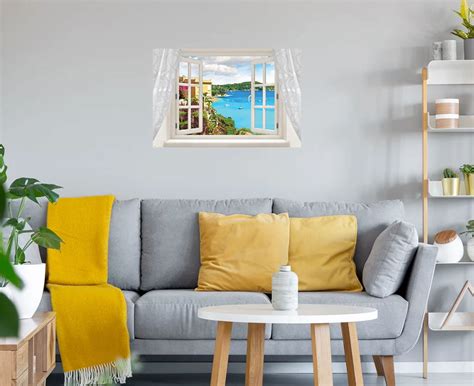 Buy Window Into Mediterranean Beach Turquoise Ocean Palms Unique 24 x 0 ...