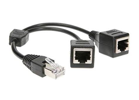 RJ45 1 Male to 2 Female Plug Socket Port Network Splitter Extender ...