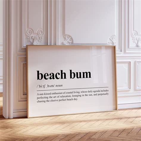 Beach Bum Definition Wall Art, Printable Beach Quote Art Print, Coastal ...