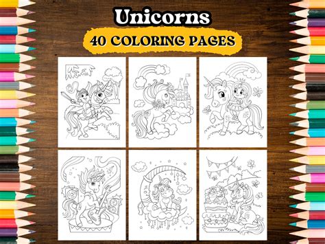 Unicorns: Coloring Book for Kids 40 Coloring Pages With Adorable ...