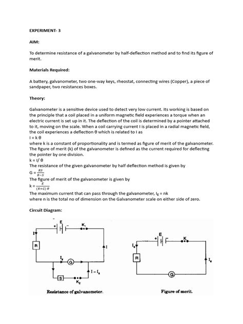 Half Deflection Method Galvanometer 的图像结果