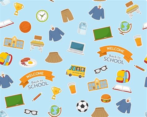 flat seamless texture pattern back to school | Premium Vector