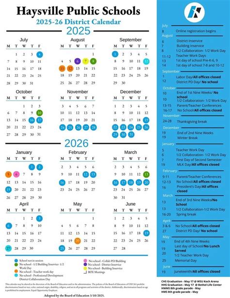 2025-2026 School Calendar | Haysville Unified School District 261