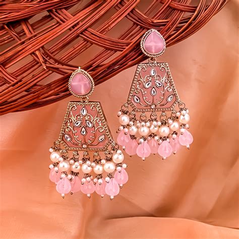 Sanskriti MOP Pearl Chandbali - Baby Pink – The Shopping Tree