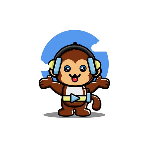 Cartoon Monkey With Headphones