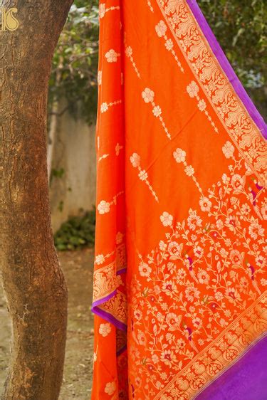 Pure Georgette Silk Meenakari Banarasi Jaal Dupatta – Khinkhwab