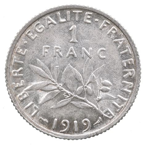 SILVER - Roughly the Size of a Quarter - 1919 France 1 Franc - World ...