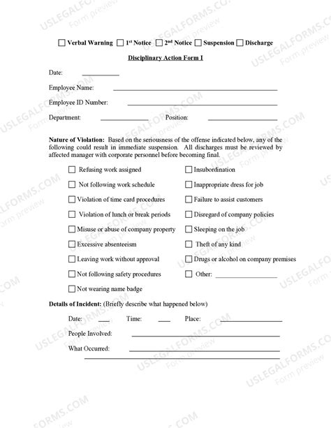 Employee Write Up Form In Spanish | US Legal Forms