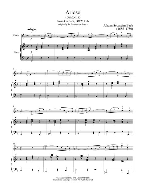 Arioso Sheet Music | Johann Sebastian Bach | Violin and Piano