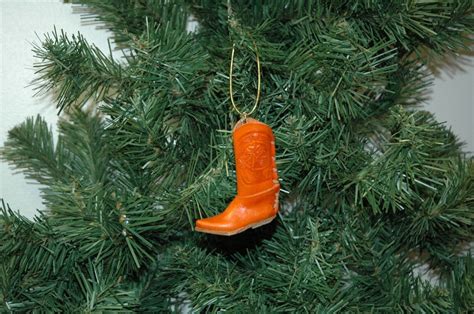 Western Cowboy Boot, Real Leather Christmas Ornament | #4781065103