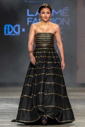Buy Black Silk, Cotton, Net Sequins Bandeau Neck Embellished Tube Dress ...