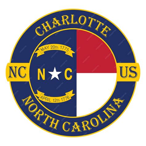Premium Vector | Charlotte north carolina flag usa travel souvenir seal ...