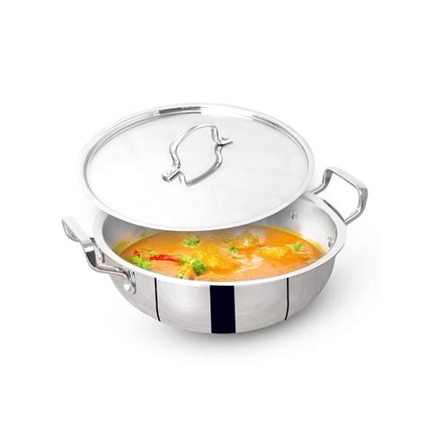 Buy The Indus Valley Triply Stainless Steel Deep Kadai with Stainless ...