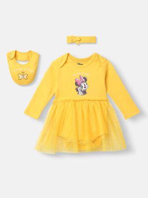 Buy Nautinati Infants Cotton Disney Printed Dress with Bib and Headband ...