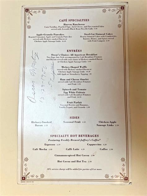 Disneyland Carnation Cafe menu signed by Oscar Martinez | #4659656386