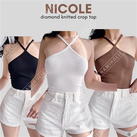Namiholic Nicole Diamond Knitted Crop Top I Knitted Fabric I XS to SMALL | Shopee Philippines