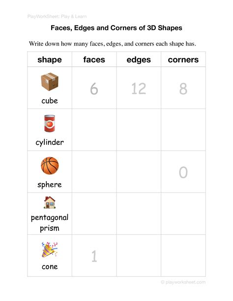 Faces, Edges and Corners of 3D Shapes | Free Printables for Kids