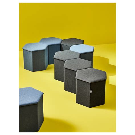 KJUGE pouffe with storage, Knisa medium blue - IKEA