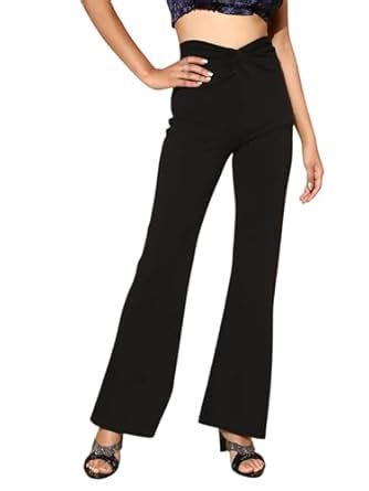 Buy SASSAFRAS Women's Comfort Fit Bell Bottom Pants (SFPANT5584 Black ...