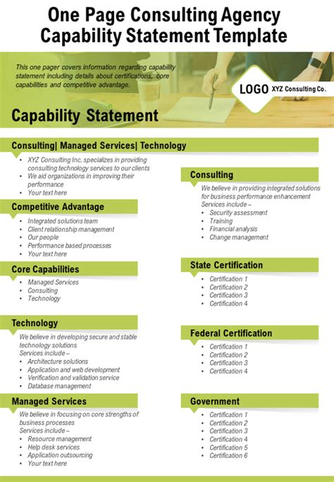 One-Page Capability Statement Templates to Bag Lucrative Projects