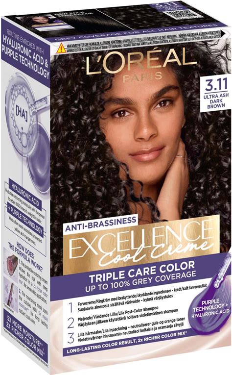 Loreal Paris Excellence Cool Creme Triple Care Color 3,11 Ultra Ash ...
