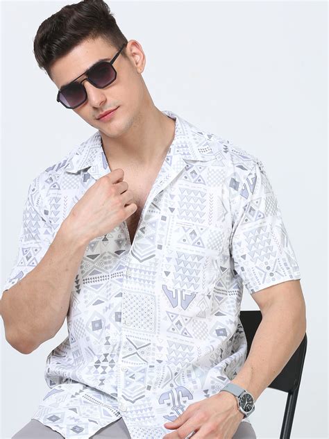 Shop Lavender Printed Half Sleeve Shirts for Men Online